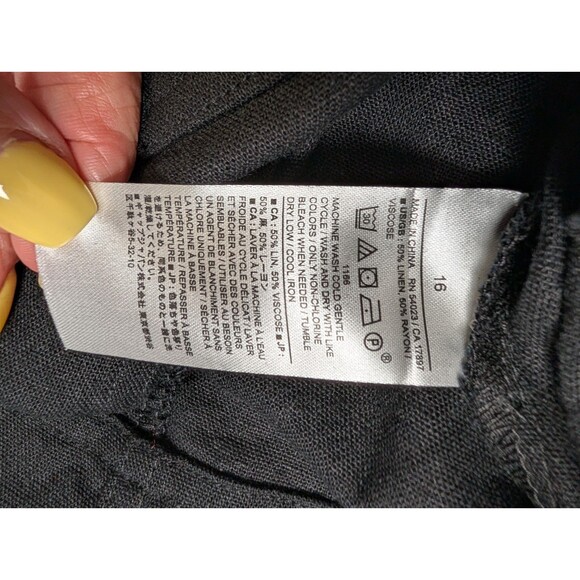 Banana Republic Button Front Linen Blend Black Skirt Size 16 Preppy Academia - Picture 8 of 11